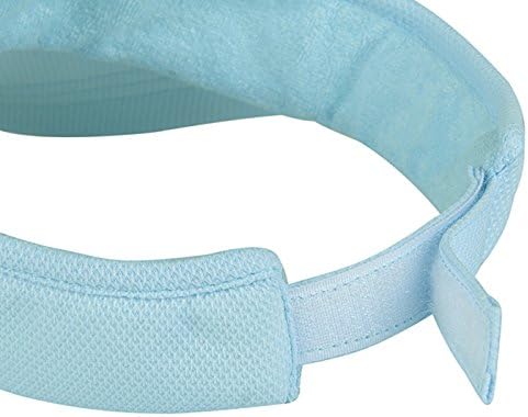 Laad afbeelding in Galerijviewer, Close-up van een lichtblauwe hoofdband met klittenbandsluiting, voorzien van sneldrogend materiaal, uit de lijn Zonneklep voor vrouwen voor bescherming tegen de zon tijdens het sporten.
