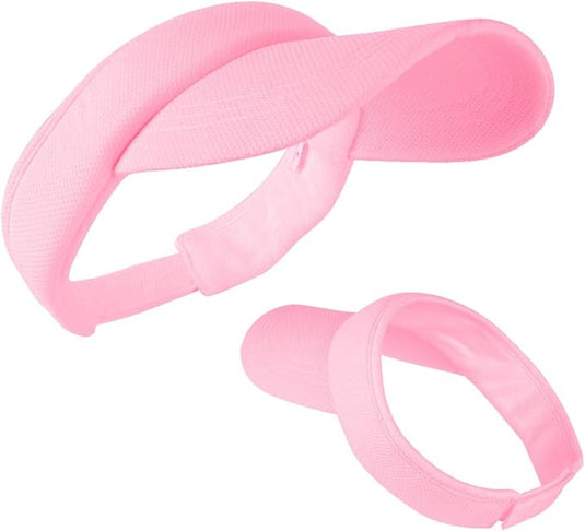 Twee zachte, roze, verstelbare spa-hoofdbanden van snel drogend materiaal, ontworpen om het haar vast te zetten.
